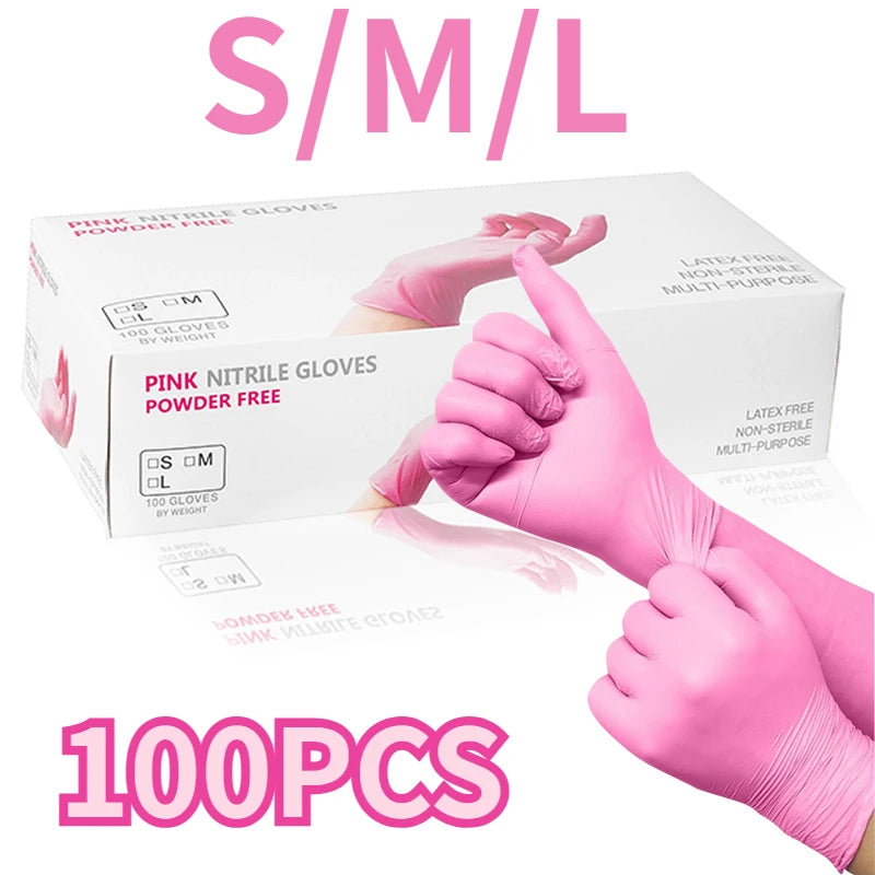 Pink Disposable Nitrile Gloves - LuxxieLashes